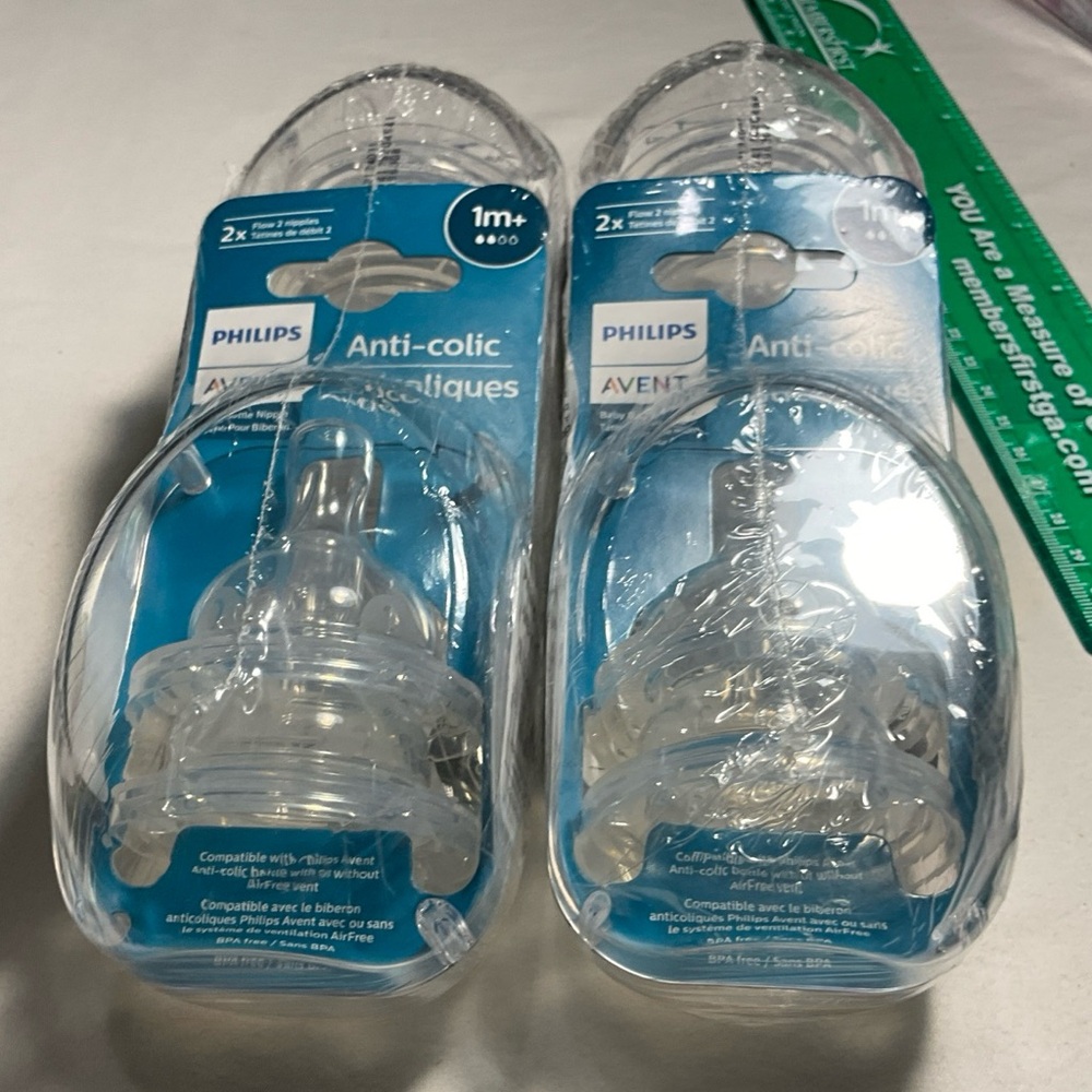 Phillips Avent Anti-Colic Flow Baby Bottle Nipple 1m+ Brand New 2 Packs=8 Avent